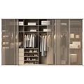 Modern Walk in Closet Design With Hanging Clothes Shelves And Shoe Storage