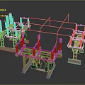 Electrical Equipment Structure With Metal Frames Orange Components And Green Parts