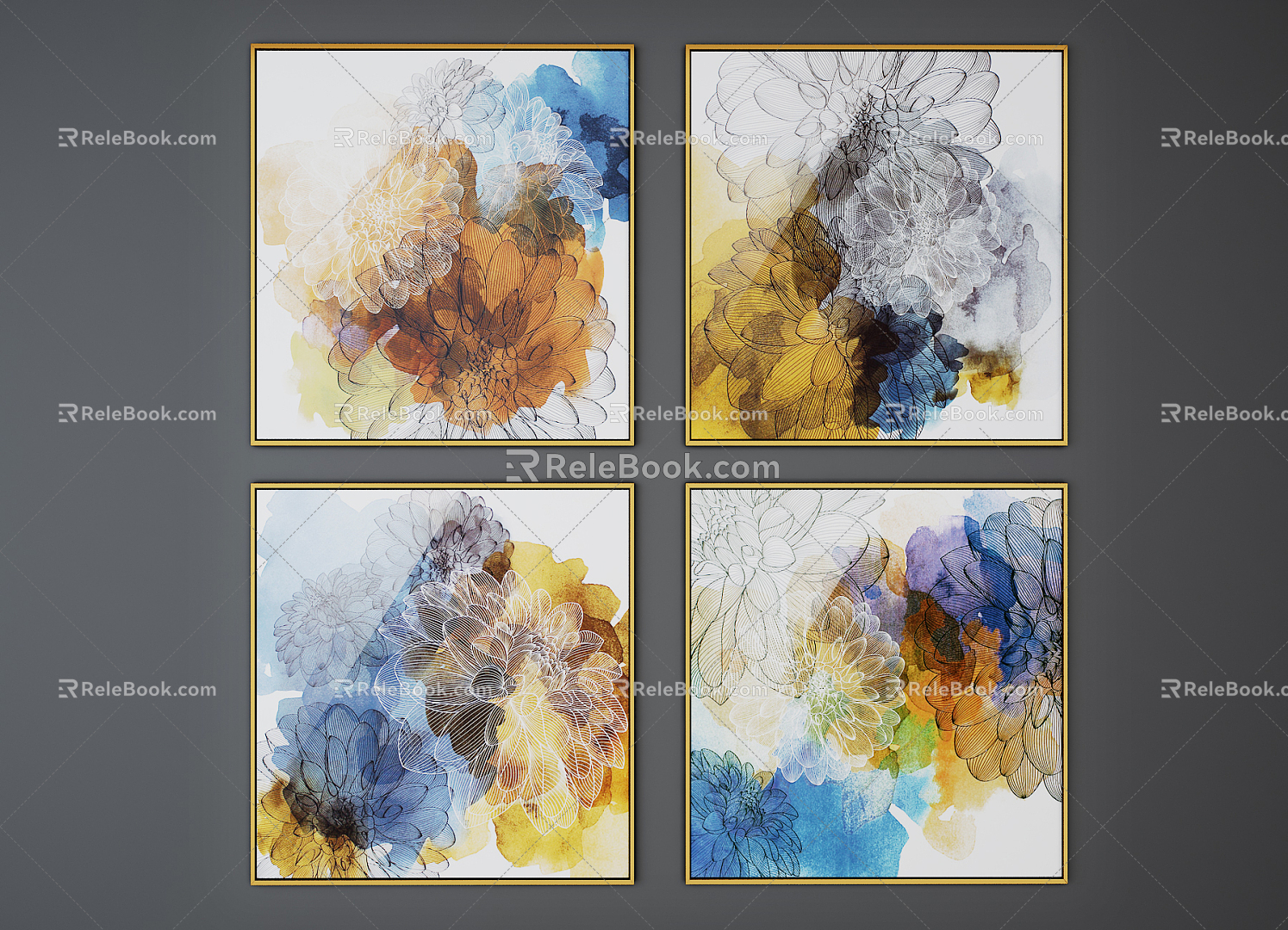 Modern abstract painting 3d model