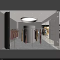 Modern Clothing Store Interior With Clothes Racks Mirror And Decorative Plant