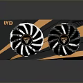LVD Computer Graphics Card with Dual Fans Black White Stripes and Orange Accents