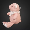 Pink Knitted Teddy Bear Doll With Star Patterned Bandana And Heart Design