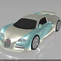 Bugatti Sports Car With Blue And Silver Glossy Finish And Sleek Aerodynamic Design