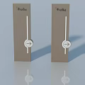 Pair of Brown Swing Doors With White Lines Round Handles And Arrow Indicators
