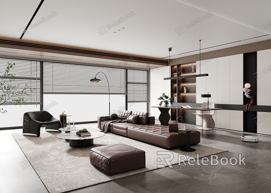 Italian-style living room large flat sofa coffee table combination living room study integrated horizontal hall villa living room villa living room villa living room duplex living room model