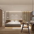 Modern Hotel Guest Room Interior With King Bed Wooden Floor Sofa And Window Blinds
