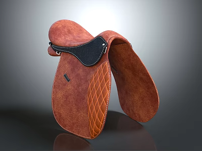 Brown Leather Sports Equipment Saddle with Black Accent and Quilted Pattern 3d model