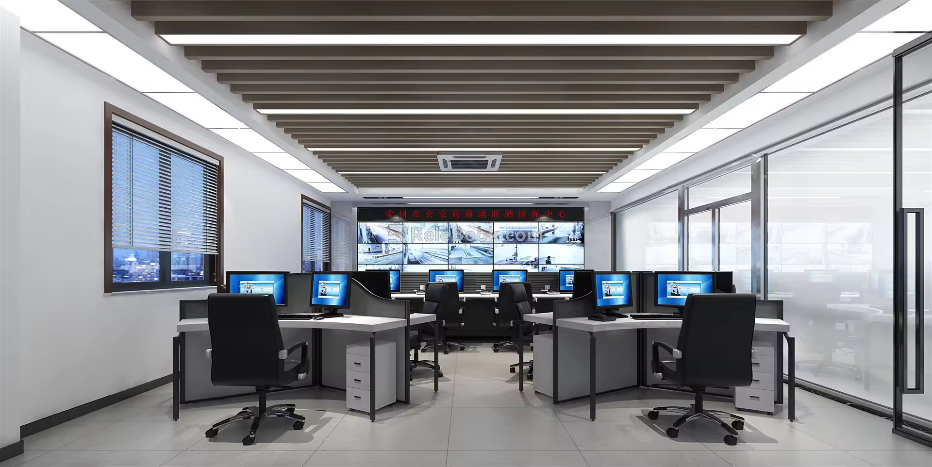 Command and Dispatching Room Modern Monitoring Room 3d model