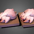 Two Fresh Raw Whole Chickens on Wooden Cutting Boards for Cooking