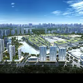Urban Aerial Planning with High Rise Buildings Green Spaces and Water Areas
