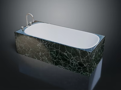 Green Marble Bathtub With White Interior And Silver Faucet Design 3d model