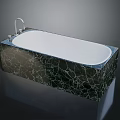 Green Marble Bathtub With White Interior And Silver Faucet Design