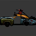 Cyberpunk Style Armored Vehicle Weapon With Yellow Blue Orange Exterior Red Mounted Turret Mechanical Details