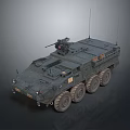 Armored Military Vehicle With 6x6 Wheels Roof Mounted Weapon And Communication Antennas