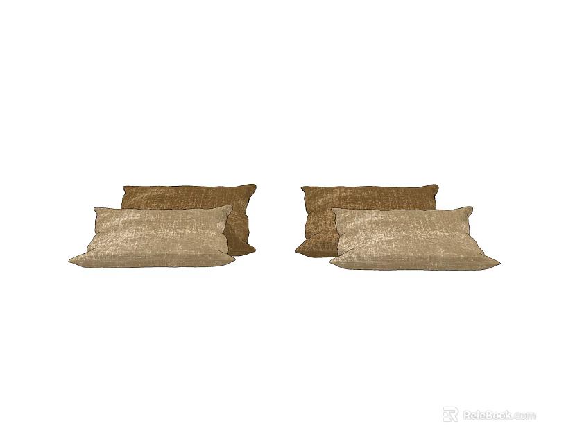 Elegant Double Bed Featuring Two Brown Decorative Pillows For Modern Bedroom 3d model