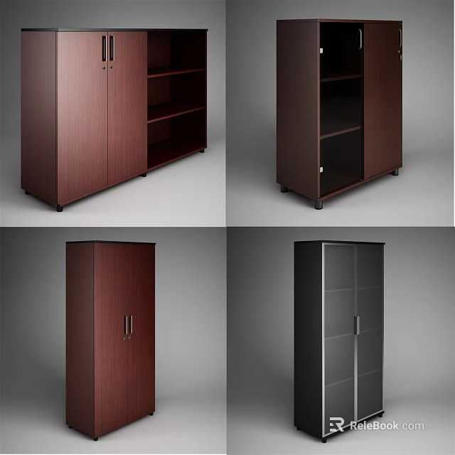 Modern Hallway Cabinet and Side Cabinet in Brown Black for Entryway 3d model 