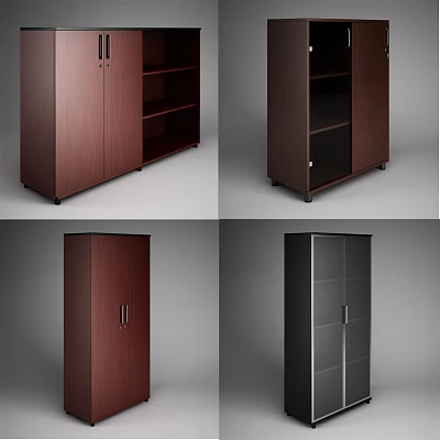 Modern Hallway Cabinet and Side Cabinet in Brown Black for Entryway 3d model