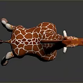 Orange And White Patterned Giraffe Toy Standing On Dark Background With Reflection 3d model