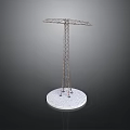 Detailed Electric Power Transmission Tower Model With Metallic Frame On White Circular Base