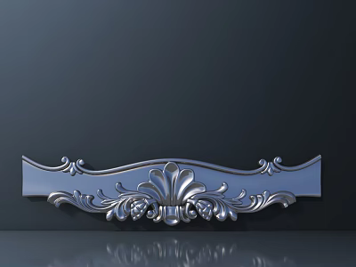 Silver Carved Decorative Ornament With Intricate Floral Pattern For Wall Accent 3d model