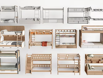 high and low bed bunk bed bunk bed 3d model