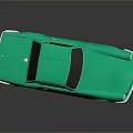 Green Vintage Two Door Sports Car With Black Windows And Silver Wheels