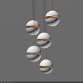 Elegant Modern White Spherical Chandelier with Gold Accents and Hanging Design