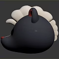 Cute Cartoon Animal Head Model With Gray Body Pink Ears White Top Fur And Red Nose