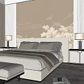 Modern Bedroom Interior With Bedside Tables Lamps Soft Rug And Accent Chair