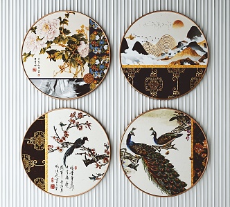 New Chinese Round Frame Painting Decorative Painting 3d model