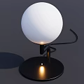 Modern Table Lamp With White Globe Shade And Black Base Illuminated 3d model