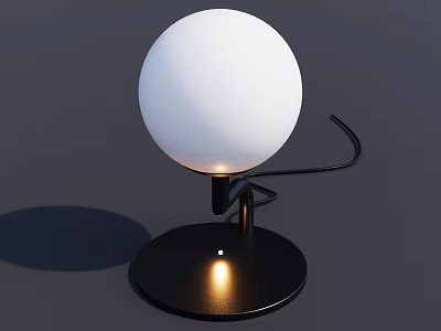 Modern Table Lamp With White Globe Shade And Black Base Illuminated 3d model