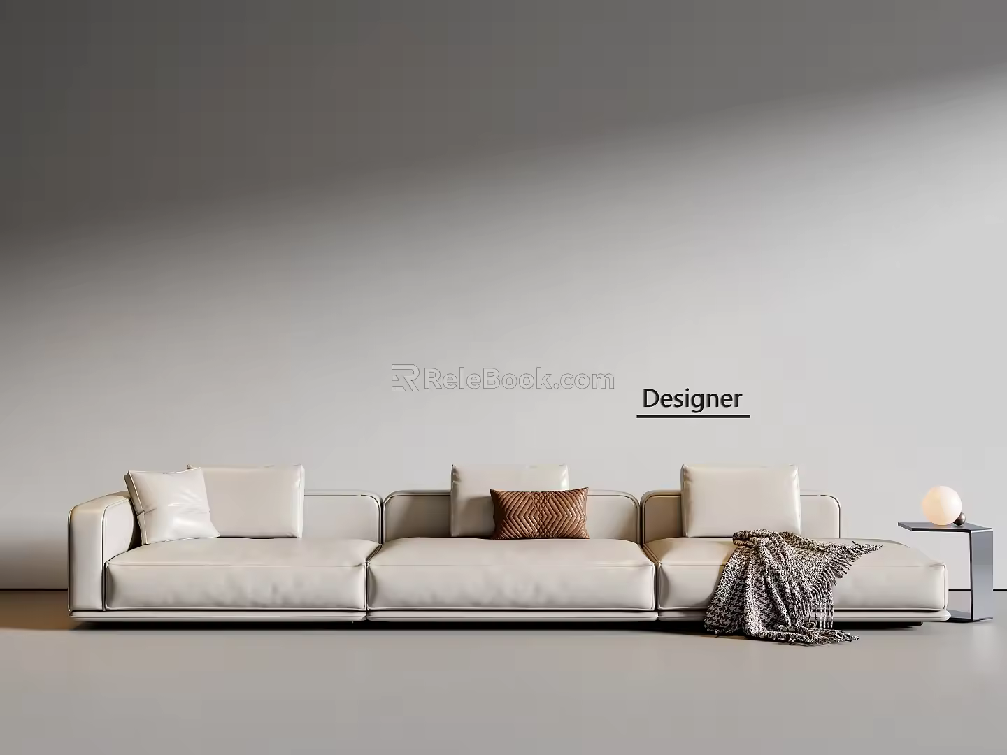 Modern three-seat sofa leather sofa 3d model