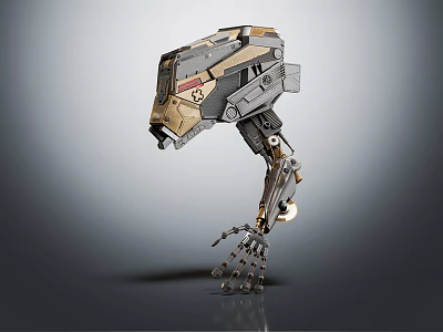 Smart Machine Mechanical Head With Robotic Arm And Metal Structure Components 3d model