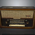 Vintage Electronic Radio With Wooden Case And Classic Tuning Knobs