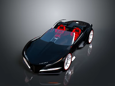 Sleek Black Luxury Convertible Sports Car With Red Seats And Modern Design 3d model