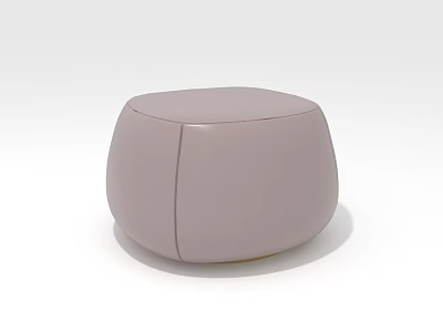 Light Purple Round Smooth Leather Ottoman with Modern Minimalist Design for Living Room 3d model