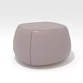 Light Purple Round Smooth Leather Ottoman with Modern Minimalist Design for Living Room