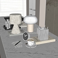 Modern Table Ornaments Combination Book Lamp Alarm Clock Coffee 3d model