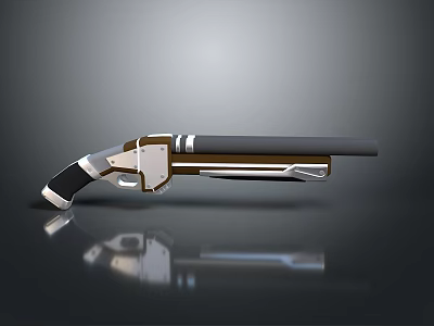 Shiny Revolver With Silver And Gold Metal Parts Black Barrel And Reflective Grip 3d model