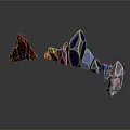 Colorful Crystal Structures In Curved Arrangement With Vibrant Hues And Glossy Reflections