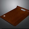 Red Wooden Tray With Handle Hole Smooth Surface And Small Label Design