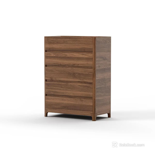 Modern Minimalist Sideboard with Dark Wood Finish and Multiple Drawer Storage 3d model 
