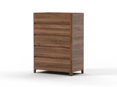 Modern Minimalist Sideboard with Dark Wood Finish and Multiple Drawer Storage 3d model