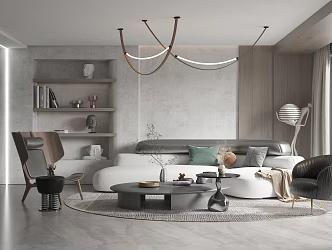 Quiet living room sofa tea table combination 3d model