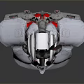 Silver Mechanical Robotic Bust With Red Eye And Glowing Chest Lines