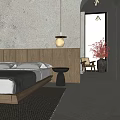 Modern Hotel Room Interior With King Bed Wooden Headboard And Natural Light