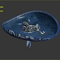 Elegant Traditional Blue Wide Brimmed Hat With Intricate Silver Decorative Patterns