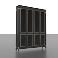 Black Classic Wardrobe with Gold Accents and Louvered Doors on Wheels