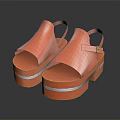 Stylish Orange Platform Sandals With Double Straps And Buckle Design Detail